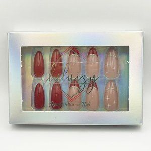 Press On Nails Almond Long Reusable Nail Tips Kit Red
